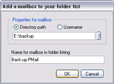 mailbox toevoegen in PMail