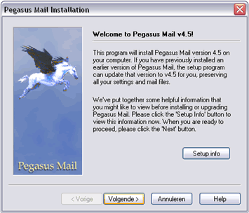 installeer Pegasus Mail