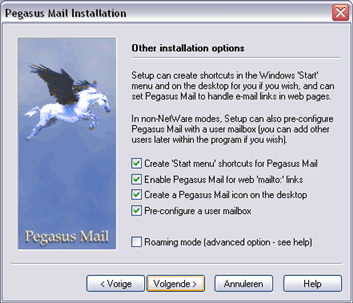 installeer Pegasus Mail