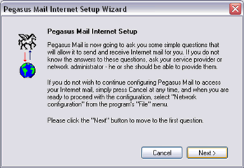 Pegasus Mail Internet Setup Wizard