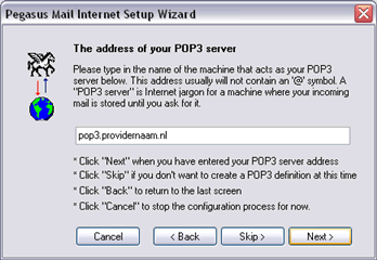 Pegasus Mail Internet Setup Wizard