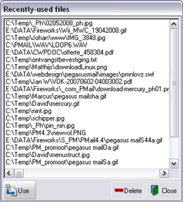 recent gebruikte bestanden