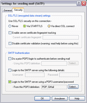 SMTP instelling GMail