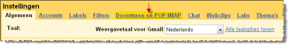 imap ingesteld bij gmail