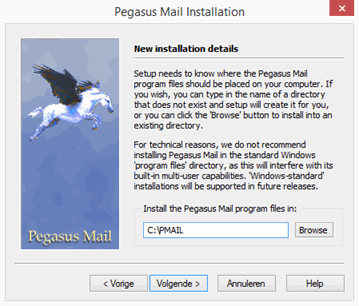 installeer Pegasus Mail