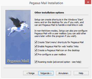 installeer Pegasus Mail