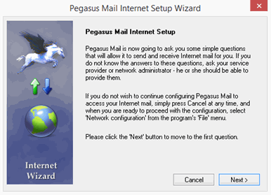 Pegasus Mail Internet Setup Wizard