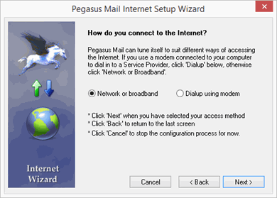 Pegasus Mail Internet Setup Wizard