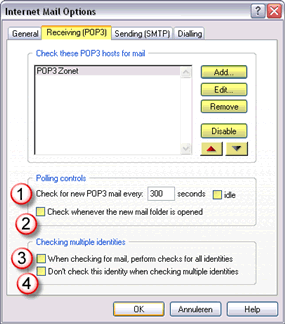 POP3 instellingen Receiving
