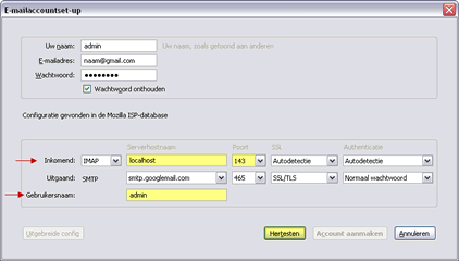 instellingen IMAP